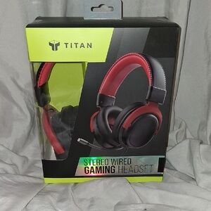 Titan Stereo Wired Headset in Red and Black